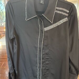 Rachel Zoe Black Women’s Dress Shirt with Silver Accents